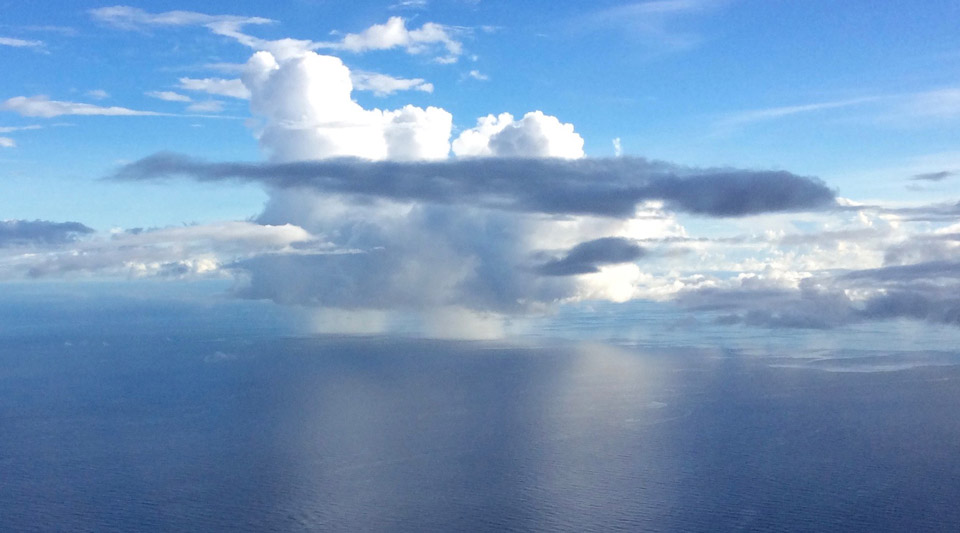 Rain clouds over the ocean
